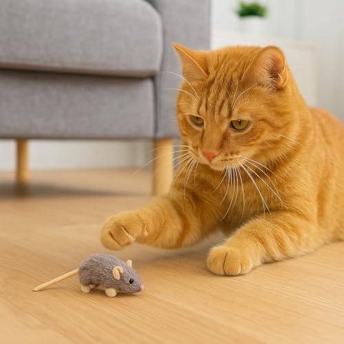 SPOT House Mouse Helen Cat Toy with Catnip – Lifelike Plush Mouse, Crinkle Sound, 4in Small Size for Kittens and Cats, Batting, Chasing, Playing – Assorted Colors