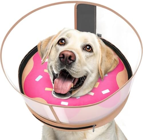 Inflatable Dog Cone with Anti-Licking Clear Shield,Fits Medium Dogs
