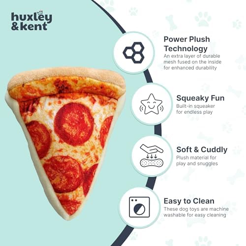 Huxley & Kent Power Plush Squeaky Dog Toy, Pup-Eroni Pizza, Small