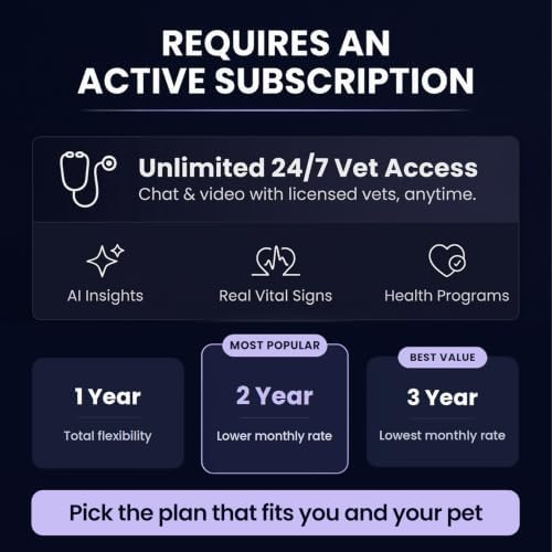 NEW Dog Health Monitor V3.0 by PetPace – AI Smart Collar with 24/7 Vital Signs, Pain & GPS Tracking, Telehealth AskaVet & Share With Your Vet, Smartwatch Sync – Subscription Required (Small)