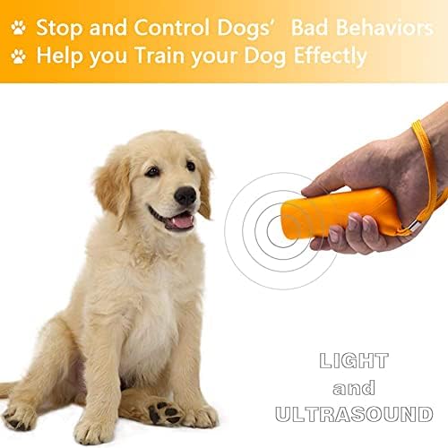 OYEFLY Handheld Dog Trainer, 3 in 1 with LED Flashlight,Bark Stopper Dog Trainer Devices Training Tool/Stop Barking(Yellow)