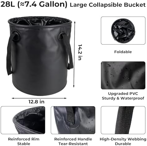 8000mAh Portable Camping Shower with 1500W Immersion Heater, IPX8 Waterproof Rechargeable Shower Pump, Foldable Bucket, All-in-One Outdoor Shower Kit for Camping RV Hiking Dog Bathing
