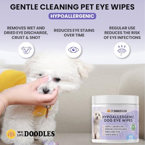 We Love Doodles Dog Eye Wipes & Dog Shampoo Bundle - Pre-Soaked Eye Wipes for Dogs, Tear Stain Remover for Dogs, Pet Eye Wipes, Dog Eye Cleaner, and Shampoo for Matted Pet Hair (Lavender)