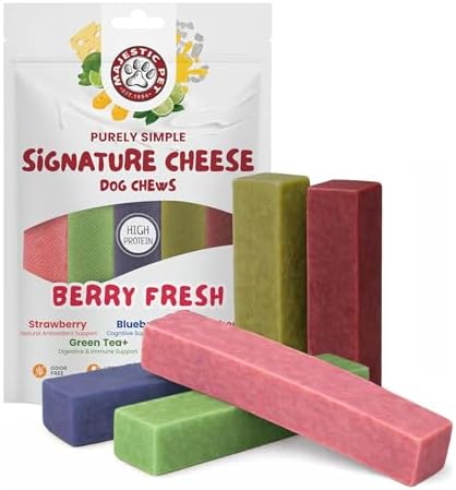 Majestic Pet Himalayan All-Natural Yak Style Cheese Dog Chews Made w/ 100% Cows Milk- Long Lasting Dental Chew for Dogs - Healthy Pet Treats w/Beneficial Ingredients (Berry Fresh, Large, 5 Pack)