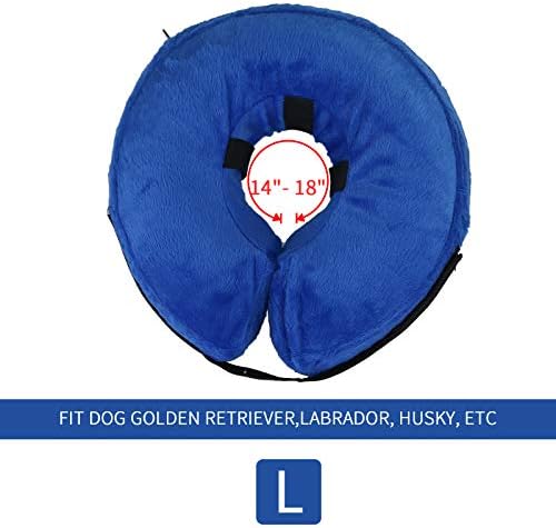 MCHY Inflatable Dog Cone,Adjustable Recovery Collar for Dogs After Surgery,Prevent from Biting & Scratching,Not Block Vision (Blue, L-Neck 15''- 20'')