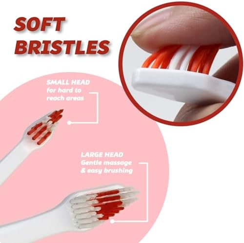 Pet Toothbrush for Dogs, Cats with Soft Bristles - Easy Teeth Cleaning & Dental Care, Non Slip Dual Head Dog Toothbrush for Medium & Large Pets, Toothpaste Not Included, Pack of 4 Multi
