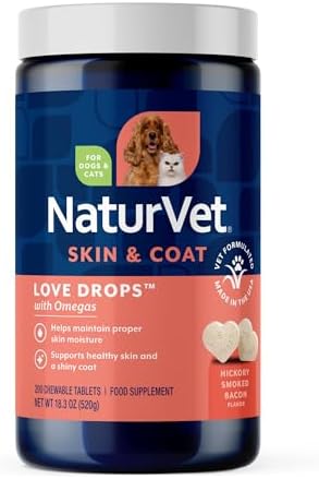 NaturVet Love Drops Plus Omegas Skin & Coat Supplement for Dogs - 200 Ct