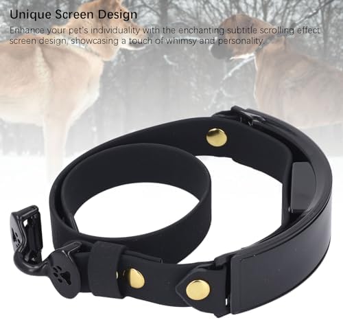 LED Dog Collar with DIY Smart Screen, Rechargeable Light Up Glow Collar for Night Walking, APP Controlled Luminous Pet Necklace with PU Leather and Metal Buckle (Blue Light)