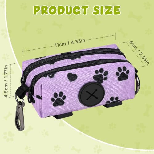 Dog Poop Bag Holder for Leashes 2 Zipper Pockets Purple 1 Pack