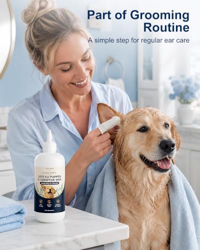 Dog Ear Cleaner, Mild Ear Cleaning Solution for Daily Ear Care, Safe for Puppy & Sensitive Skin 230ml 2bottles