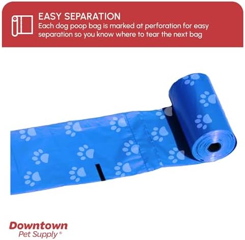 Downtown Pet Supply Rainbow Paw Print Poop Bags (2200 CT & 2 Dispensers) - Leak-Proof, Unscented, Clips to Leashes & Harnesses