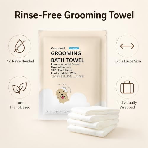 Toner Depot XL Pet Grooming Bath Wipes, Huge Rinse-Free Towels for Cleaning and Deodorizing Plant-Based Hypoallergenic Wipes for Dogs and Cats, 3 Pack (XXL 24x48)