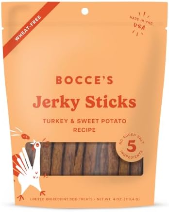 Bocce's Bakery Turkey & Sweet Potato Flavor Jerky Stick Dog Treats, 4 oz