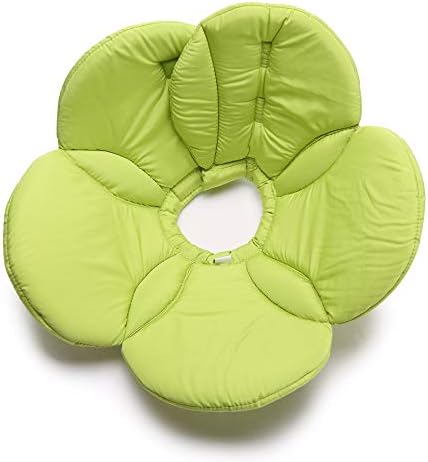 Dog Cone E-Collar Flower Soft Elizabethan Waterproof Grooming Recovery Protective Adjustable Collar for Puppy Small Medium Dogs (L Neck: 13-15in, Green)