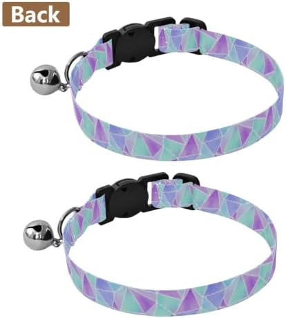 Geometric Triangular Watercolor Purple Adjustable Buckle Cats Collar 2 Pack Cat Neck Collar