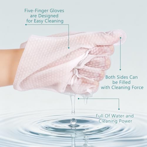 Pet Glove Wipes for Dogs, Hypoallergenic Dog Wipes Cleaning Deodorizing, Thick Disposable Cat Grooming Gloves, No-Rinse Dog Washing Bath Gloves for Fur Butt Paws Ears, Dry Cleaning Daily Care Travel