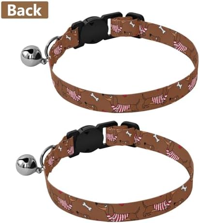 Striped Dog Brown Cat Neck Collar, 2 Pack Dog Bell Collar