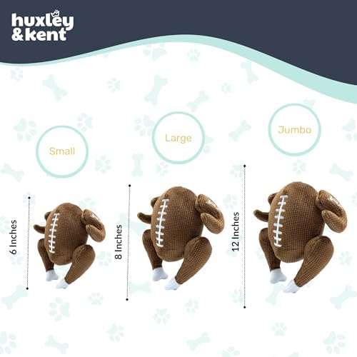 Huxley & Kent Funny Dog Toy w/Squeaker – Thanksgiving Fall Power Plush Squeaky Dog Toys for Small, Medium & Large Dogs – Soft Stuffed Animal for Indoor Play & Fetch - Turkey Bowl, Small