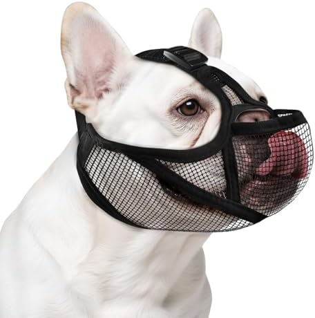 OHCOZZY French Bulldog Muzzle, Allows Tongue Extension Bulldog Muzzle with Soft Mesh for Small Medium Large Dogs, Allow Drink & Feed(XL,Black)