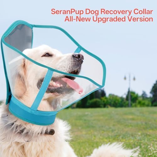 Soft Foldable Dog Cone Collar - Adjustable Elizabethan Collar for Dogs After Surgery, Waterproof Soft Recovery Collar to Stop Licking, Fits Small Medium Large Dogs, Blue, S