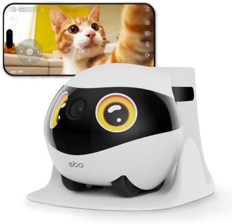 Enabot EBO SE 2 Mobile Pet Camera: 2K Home Robot Companion (Yellow Eyes)