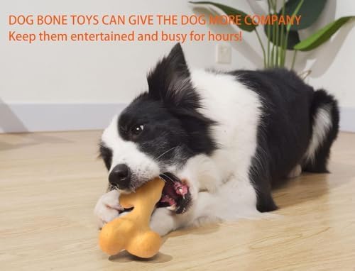 Indestructible Dog Bones for Aggressive Chewers, Durable Tough Puppy Teething Toys, Interactive Dog Toys for Medium/Large Breed, Beef & Chicken Flavor (3pcs)