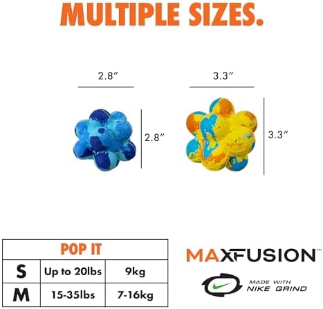 Max Fusion Pop It Dog Toy, Medium, Tie Dye, Made with Nike Grind