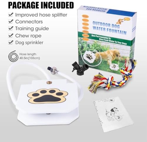 BACOENG Outdoor Dog Water Fountain Step On, Dog Sprinkler Paw Activated for Large Dogs, Pet Drinking Water Fountain with Upgraded Valve