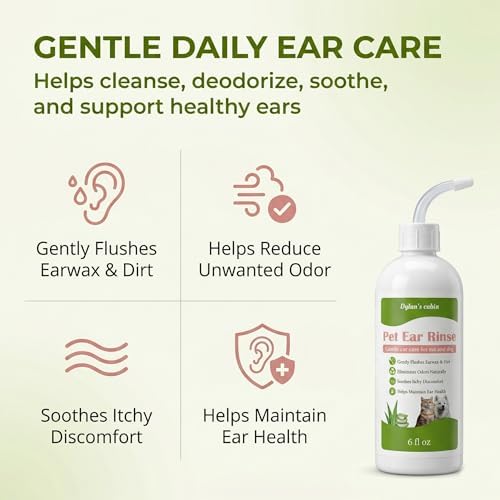 Cat Ear Cleaner Wash, pH-Balanced Pet Ear Rinse, 6 fl oz
