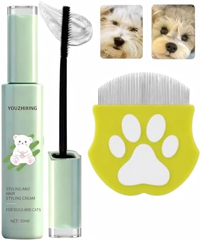 Dog Facial Hair Styling Gel – Gentle Grooming for Eyes & Nose Flyaways, No Alcohol Formula for Small Long-Haired Dogs & Cats, for Daily Use & Styling, 1.06 oz (Light Green, 1 oz)