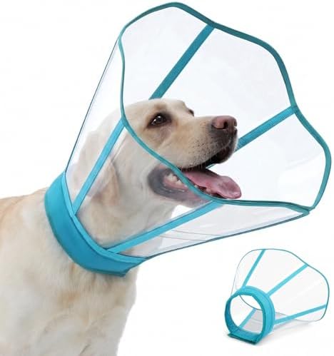 Hard Plastic Dog Post Surgery Recovery Cone Collar with Soft Neck Pad, XL
