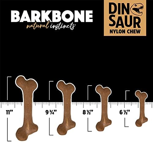 Pet Qwerks Dinosaur BarkBone - Nylon Dog Bone for Aggressive Chewers - Steak Flavor - 6.5", Small (Pack of 4)