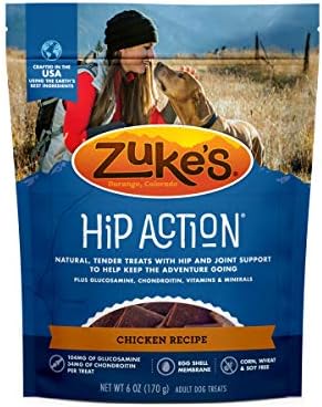 Zuke’s Hip Action, Hip And Joint Support Treats, Soft And Chewy Natural Dog Chicken Treats, Chicken Recipe - 6.0 OZ Bag