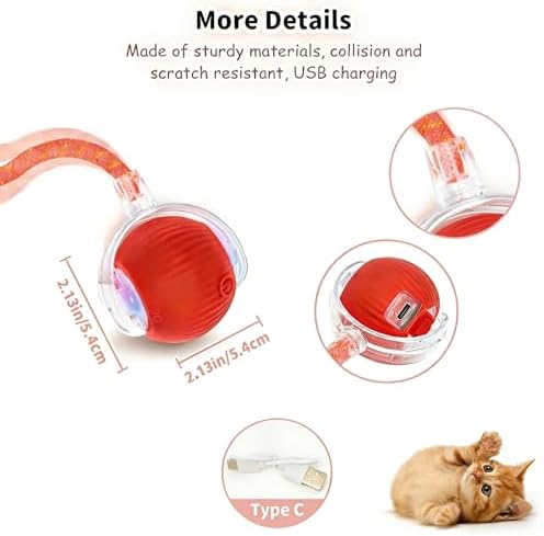 Interactive Cat Toy Ball, Automatic Cat Toys for Indoor Cats with 3 Modes