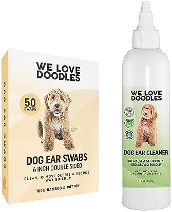 We Love Doodles Dog Ear Cleaner & Long Cotton Ear Swabs Bundle