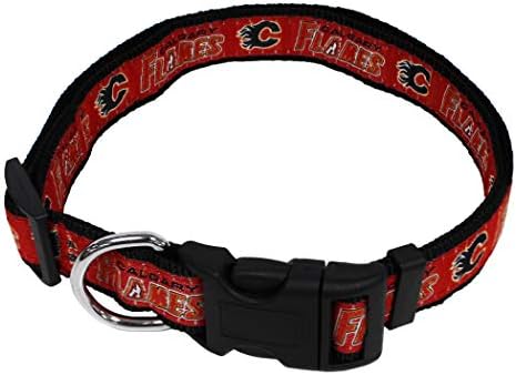 NHL Calgary Flames Collar for Dogs & Cats, Large. - Adjustable, Cute & Stylish! The Ultimate Hockey Fan Collar!