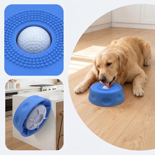 Interactive Dog Licking Toy Ball Slow Feeder Bowl, Food Safe Silicone Bowl for Bone Broth Yogurt Juice, Slow Feeding Protect Dog Stomach & Gut (Black)