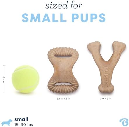 Benebone Puppy 2-Pack Dental/Wishbone Dog Chew Toys, Real Chicken, Small