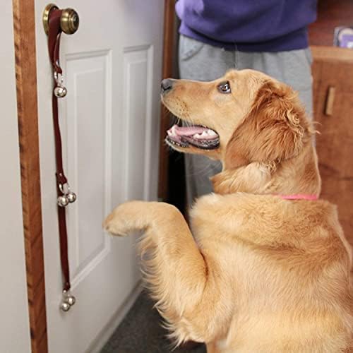 Leather Dog Doorbells to Go Outside, Brass Potty Training Bell