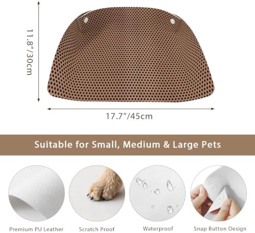 Dog Feeding Mats Brown Metal Hole Dog Bowl Mat Waterproof PU Leather Cat Food Mat Copper Industrial Net Eye Texture Pet Food Mats for Dogs Cats Water Dispenser Placemat Floor Protector Pet Supplies