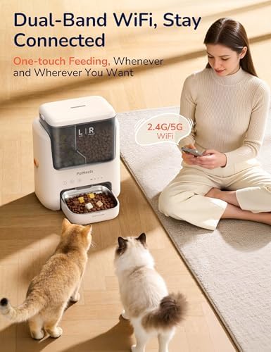 Automatic Cat Feeder 5L Dual Chamber, Timed 10 Meals WiFi