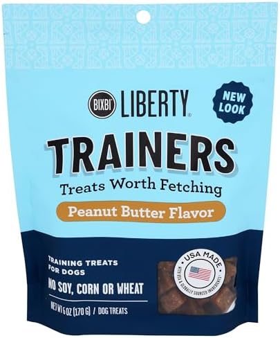 BIXBI Liberty Trainers, Peanut Butter - Small Training Treats for Dogs - Low Calorie, All Natural, Grain Free Dog Treats