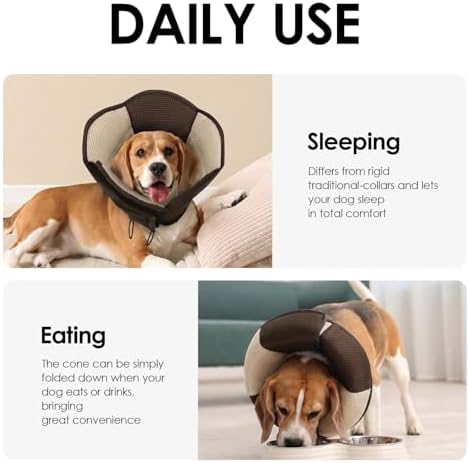 AOFITEE Large Dog Cone Adjustable Dog Cone to Stop Licking, Brown XL