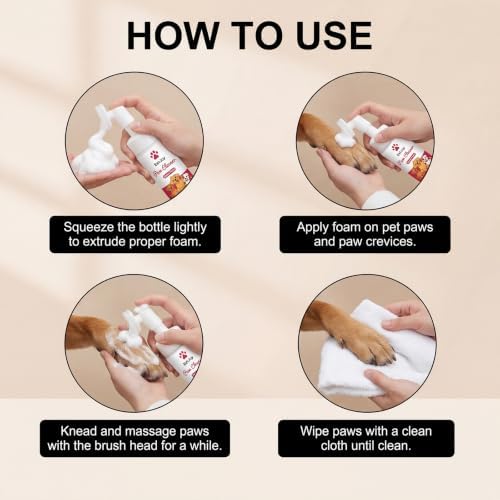 Dog Paw Cleaner Foam for Dogs & Cats, Gentle Formula for Sensitive Paws
