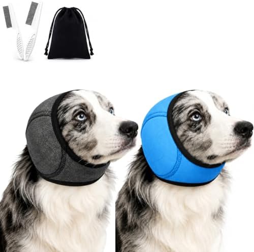 Dog Ear Muffs Noise Protection, Adjustable No-Flap Dog Ear Cover for Fireworks, Thunderstorms, Grooming, Blow Drying