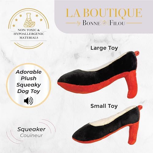 BONNE ET FILOU RED Bottom Shoe Squeaky Dog Toy, Large