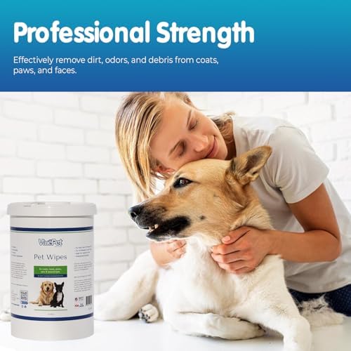 VLUEPET - Pet Wipes for Dogs & Cats | Biodegradable, Natural & Unscented Grooming Wipes for Paws, Coat, Ears, Eyes & Rear | Soft, Durable & Safe for Daily Cleaning, Fragrance-Free | 150 Count