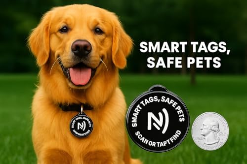 Smart Pet ID Tag with QR Code & NFC – Epoxy Coated Waterproof PVC – Scan or Tap to Access Pet Info – Universal Tag for Dogs & Cats – No App Needed – Update Profile Anytime (Sky Blue)