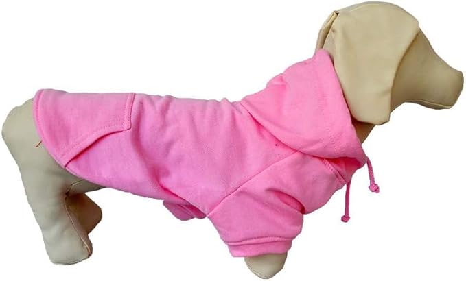 Lovelonglong Blank Basic Hoodie Sweatshirt for Dogs 100% Cotton Fits Small Medium Dachshund Large Dog Pink D-S