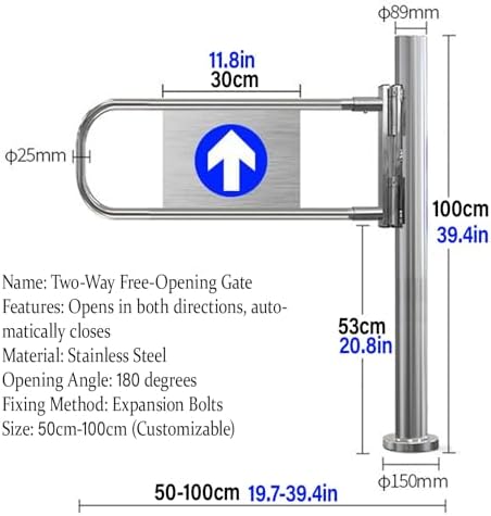 Automatic Two-Way Swing Gate - Heavy-Duty Stainless Steel Entrance Barrier for Pedestrians - Safe & Reliable Automatic Closing Door System